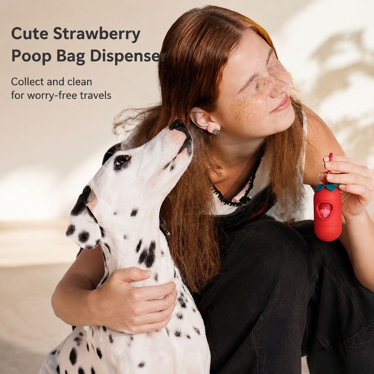 Strawberry Pet Poop Bag Dispenser and Refill Set